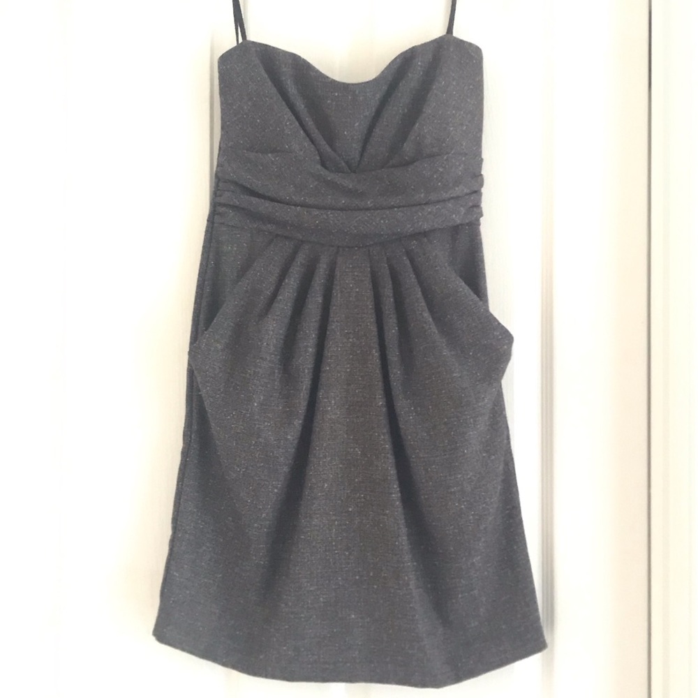 Mystic Brown Metallic Tweed Strapless Dress Sz S